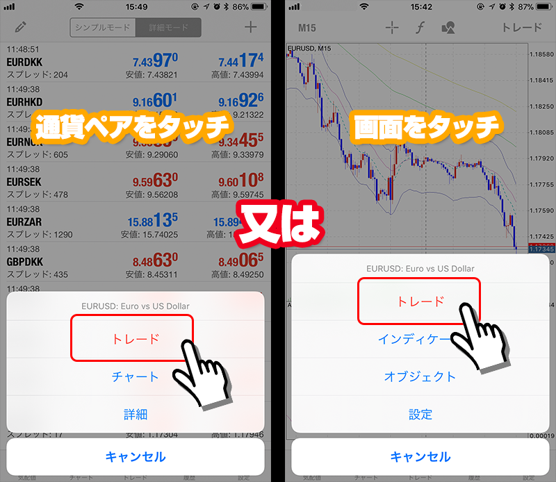MT4トレード画面